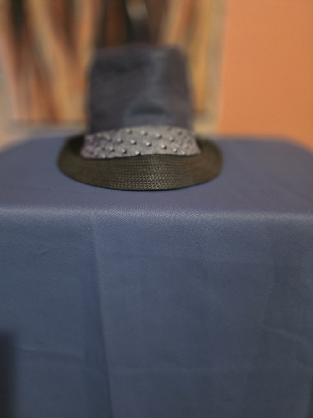 Aldo Navy Fedora with Black Brim and Patterned Band